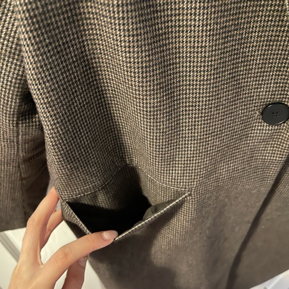 Oak + Fort brown plaid long coat jacket - Picture 5 of 7